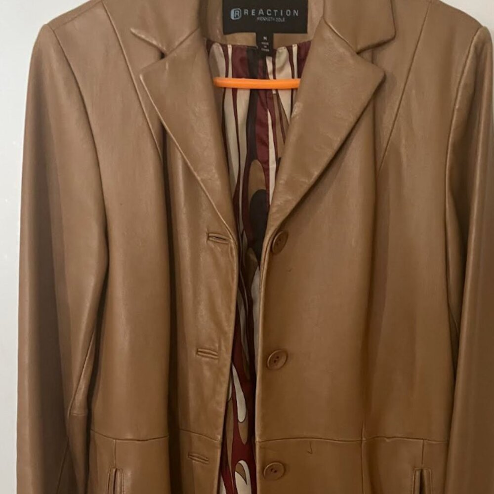 Kenneth Cole Tan Leather Coat (Size 6)